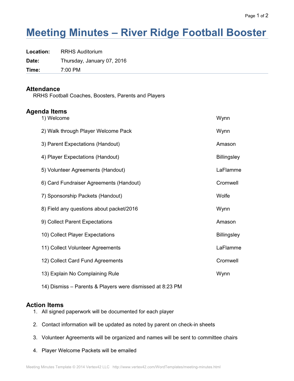 Meeting Minutes Template - Basic