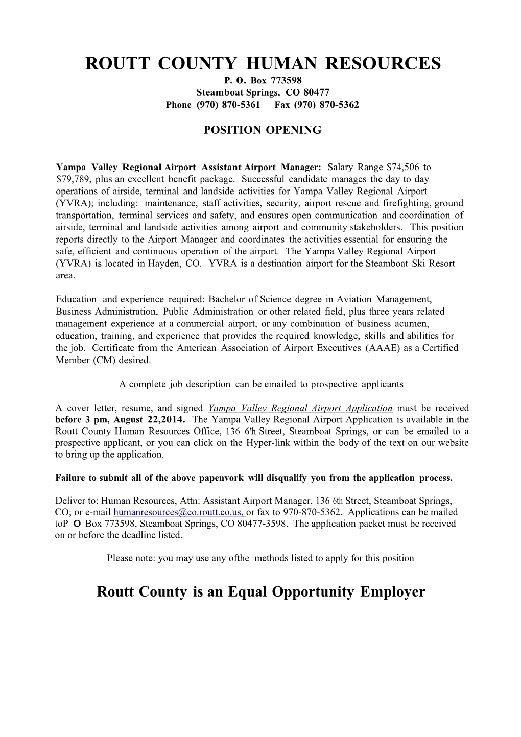 Routt County Human Resources