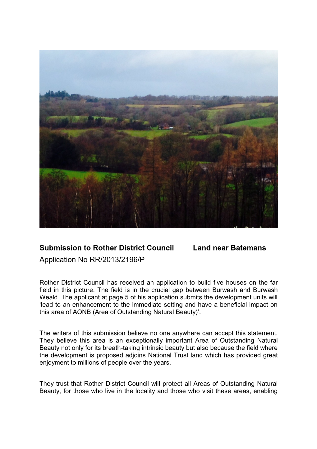 Submission to Rother District Council Land Near Batemans