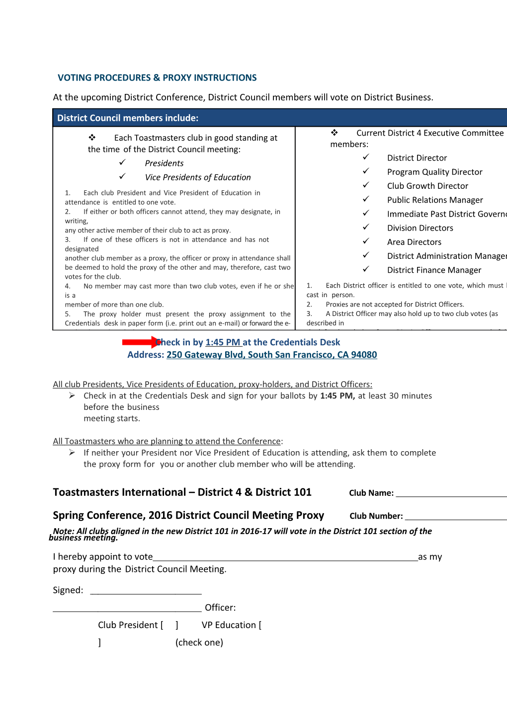 Voting Procedures & Proxy Instructions