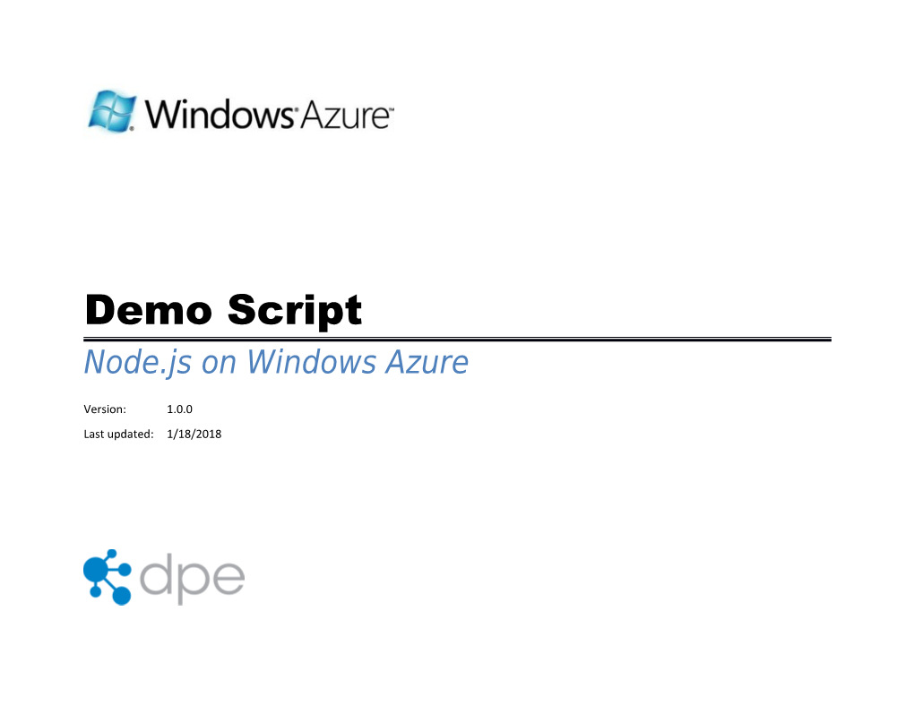 Demo Script - Node.JS on Windows Azure