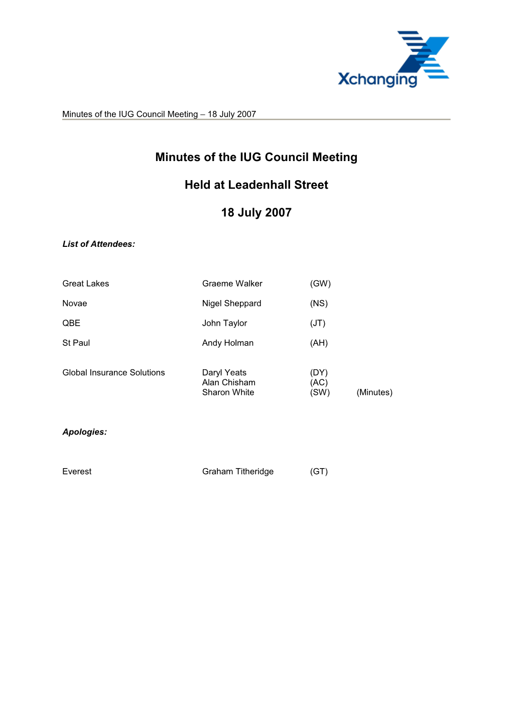 Minutes of the IUG Council Meeting