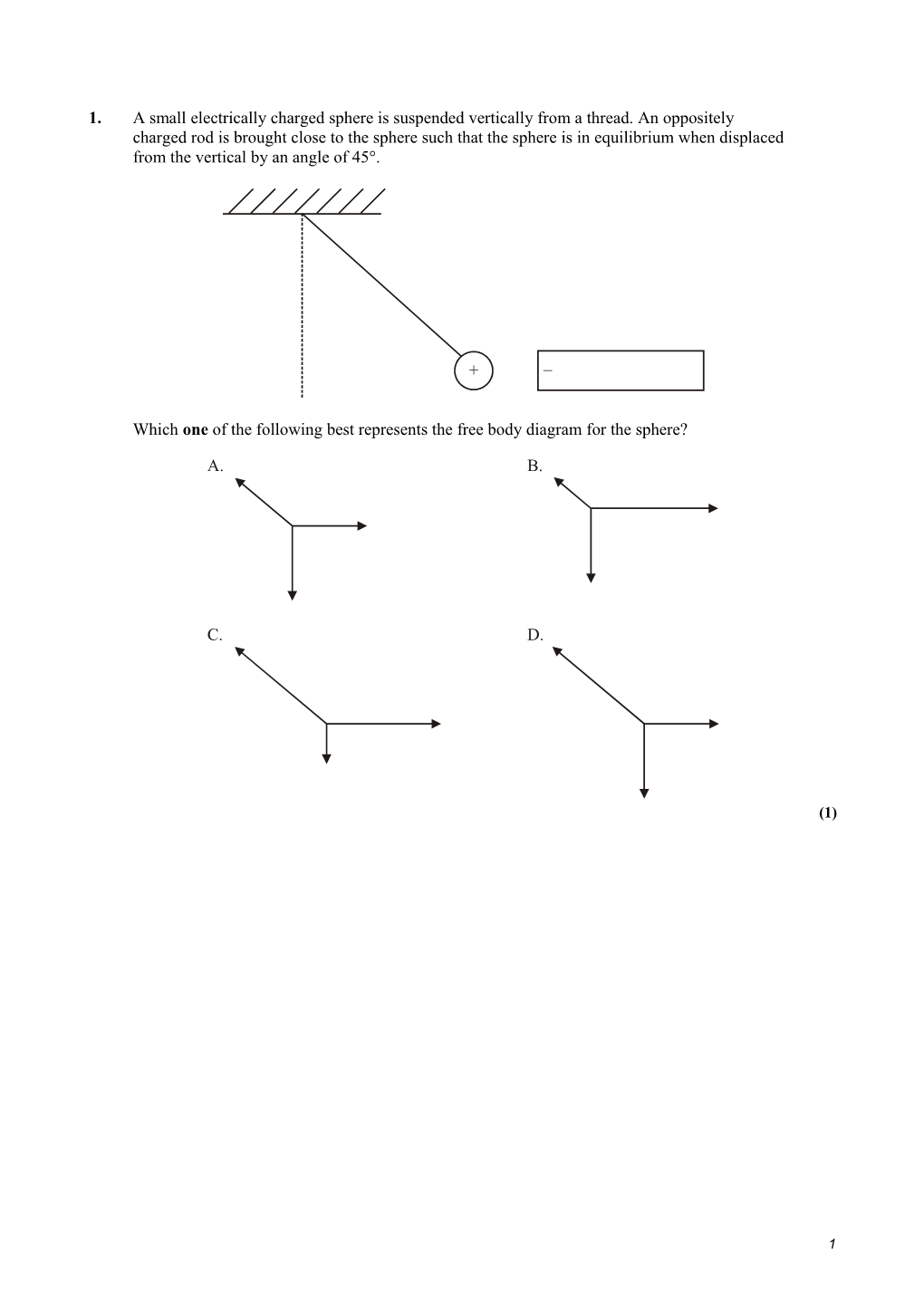 Which One of the Following Best Represents the Free Body Diagram for the Sphere?