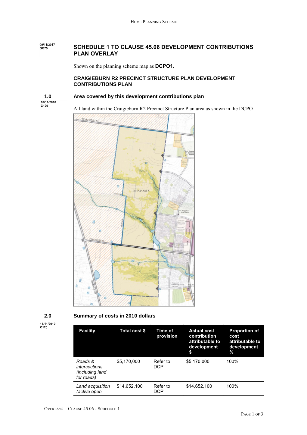 Craigieburn R2 Precinct Structure Plan Development Contributions Plan