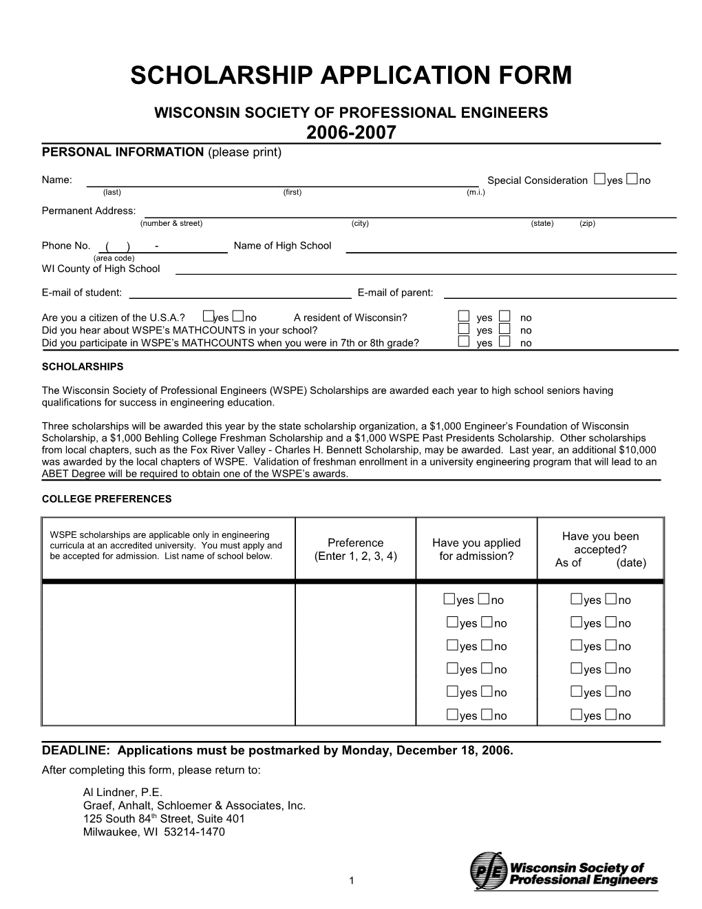 Scholarship Application Form