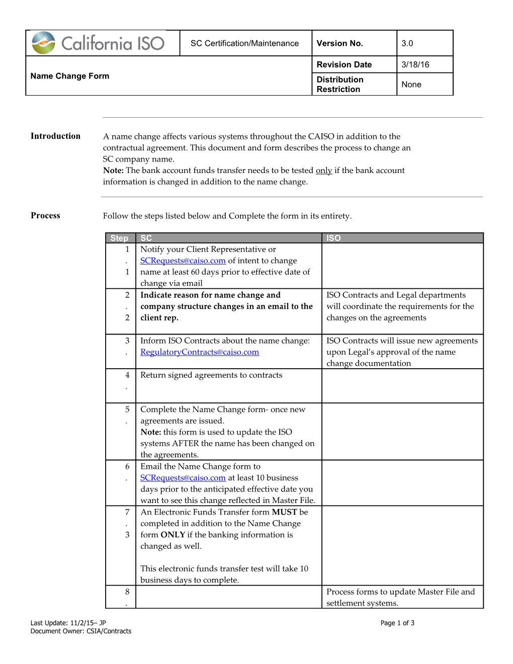 Company Name Change Form