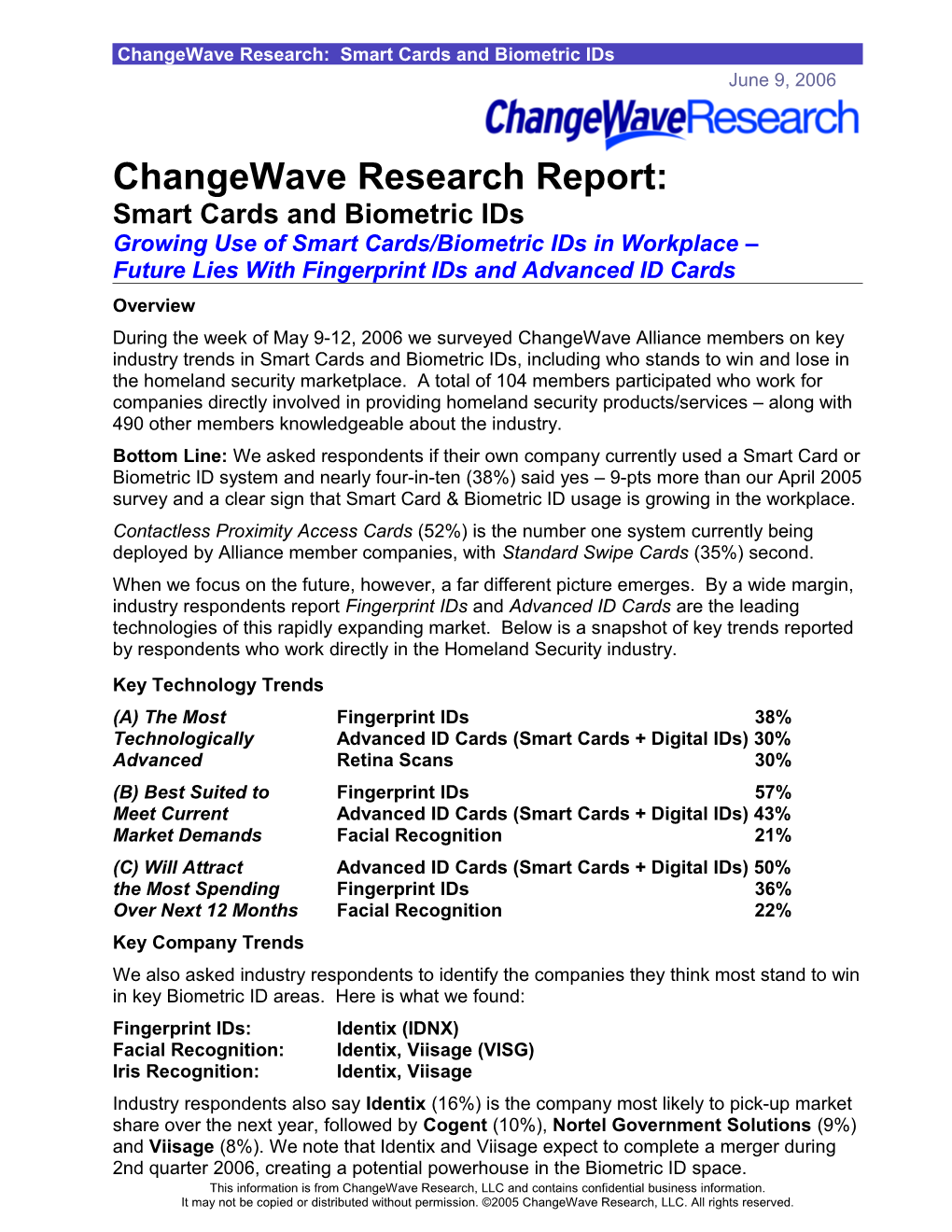 Changewave Research: Smart Cards and Biometric Ids