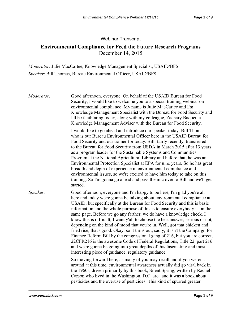Environmental Compliance Presentation 121415