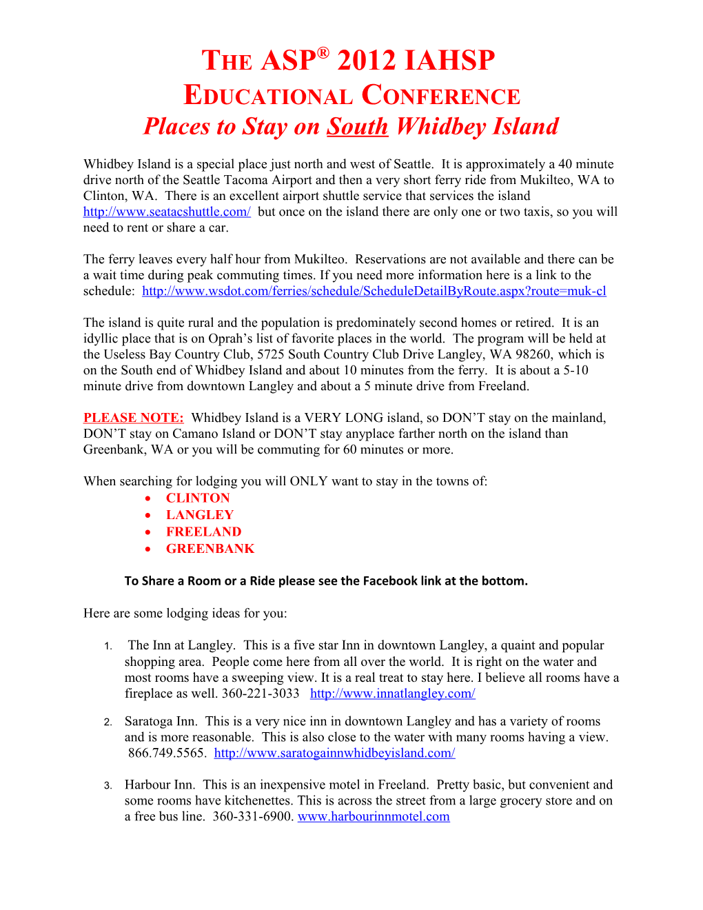 Places to Stay on South Whidbey Island