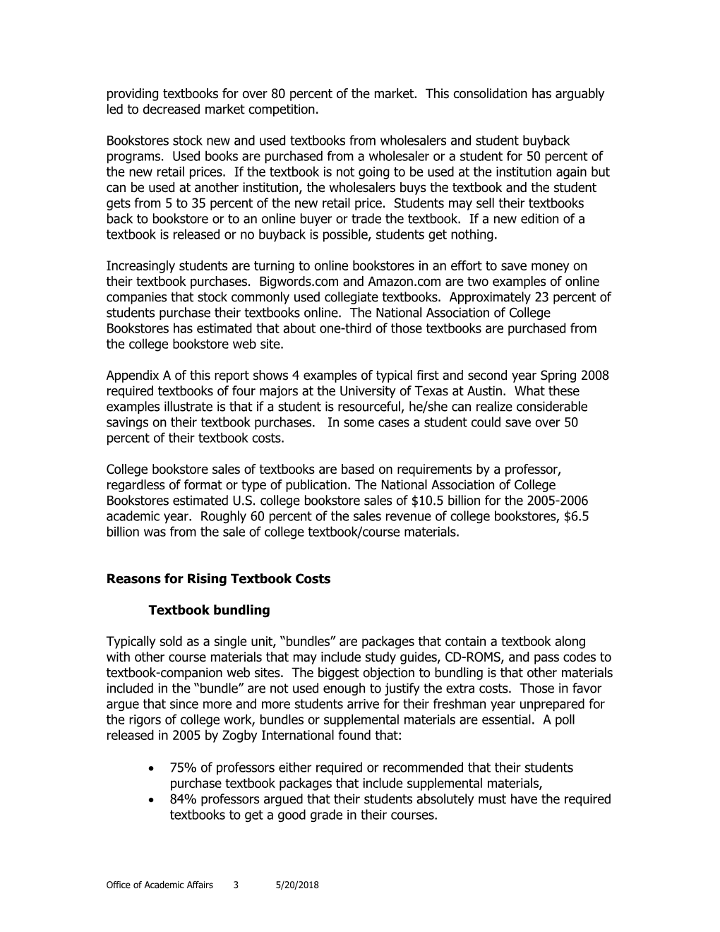 Report and Recommendations of the University of Texas System
