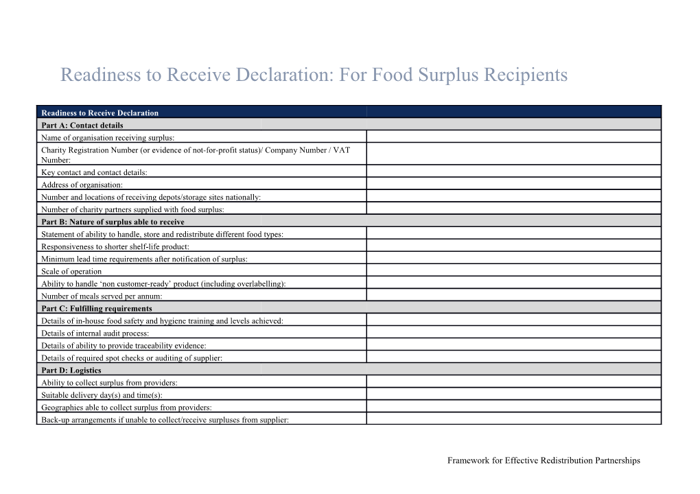 Framework for Effective Redistribution Partnerships