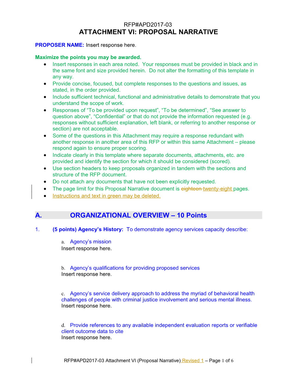 Attachment Vi: Proposal Narrative