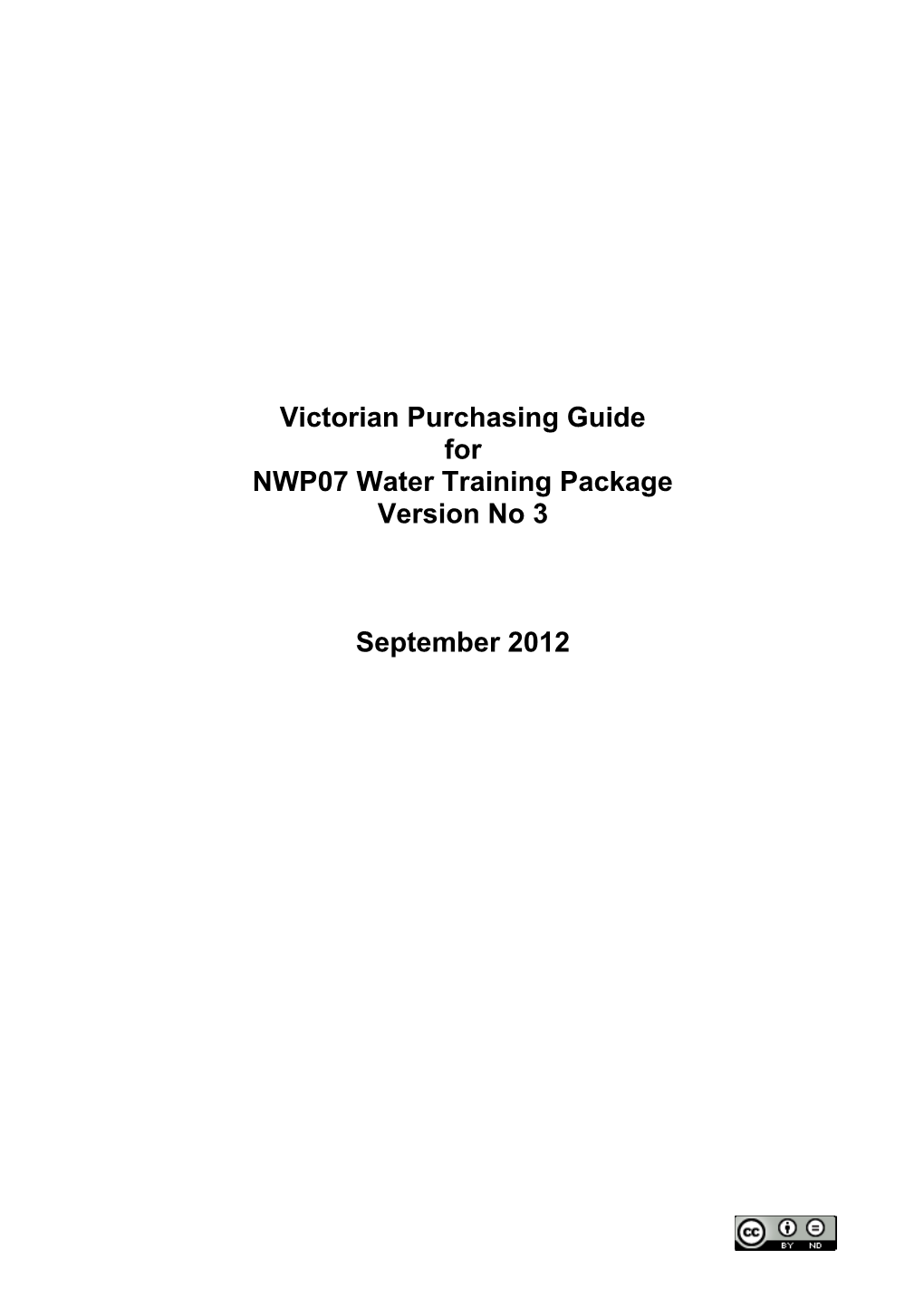 Victorian Purchasing Guide for NWP07 Water Industry Version 3