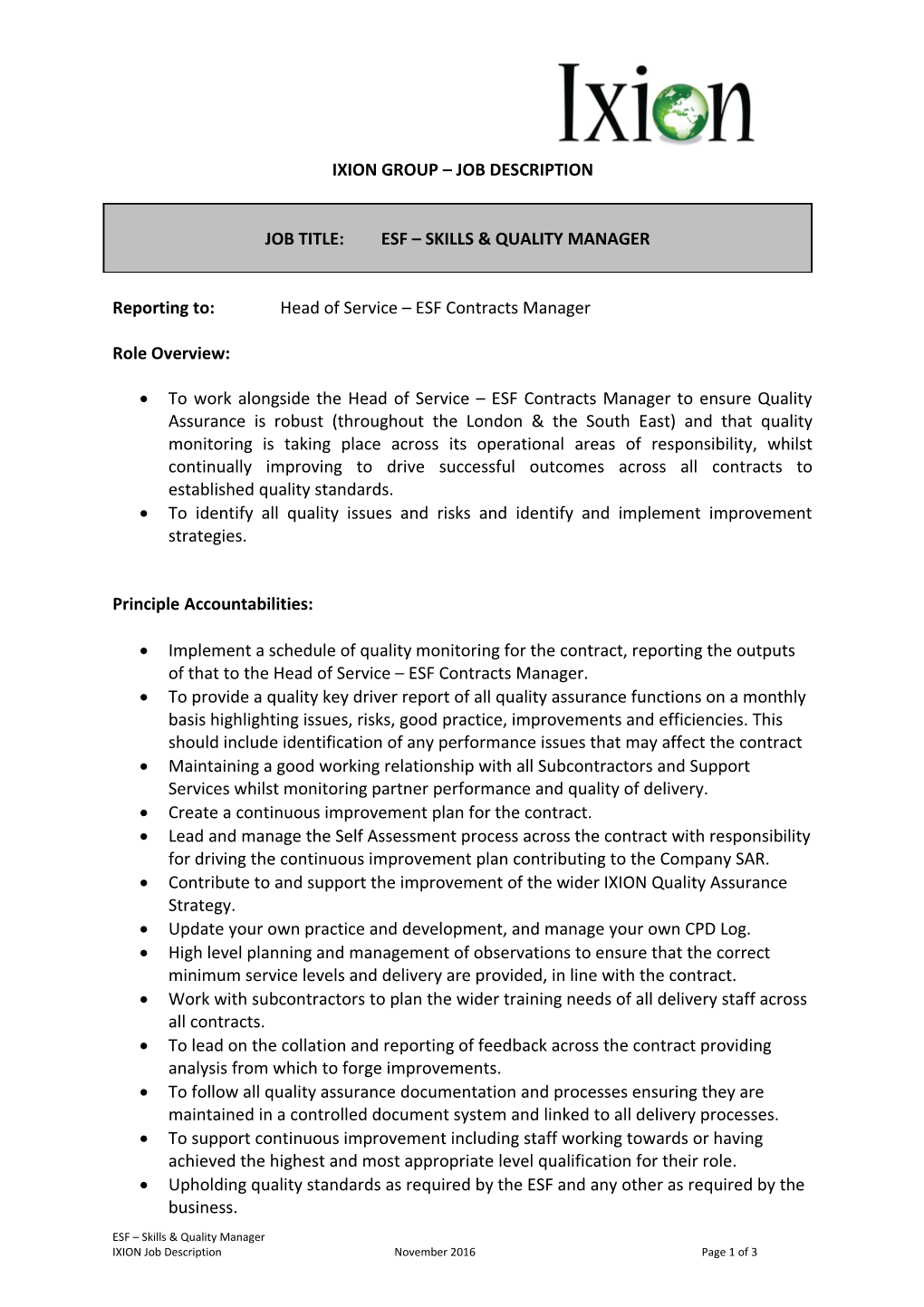 Ixion Group Job Description s1