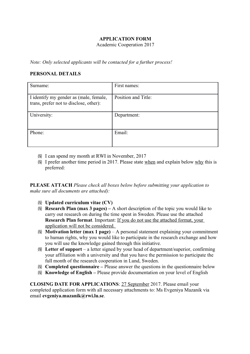 Application Form s74