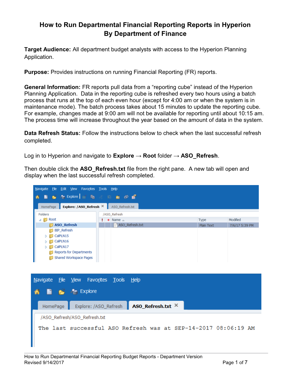 How to Run Departmental Financial Reporting Reports in Hyperion