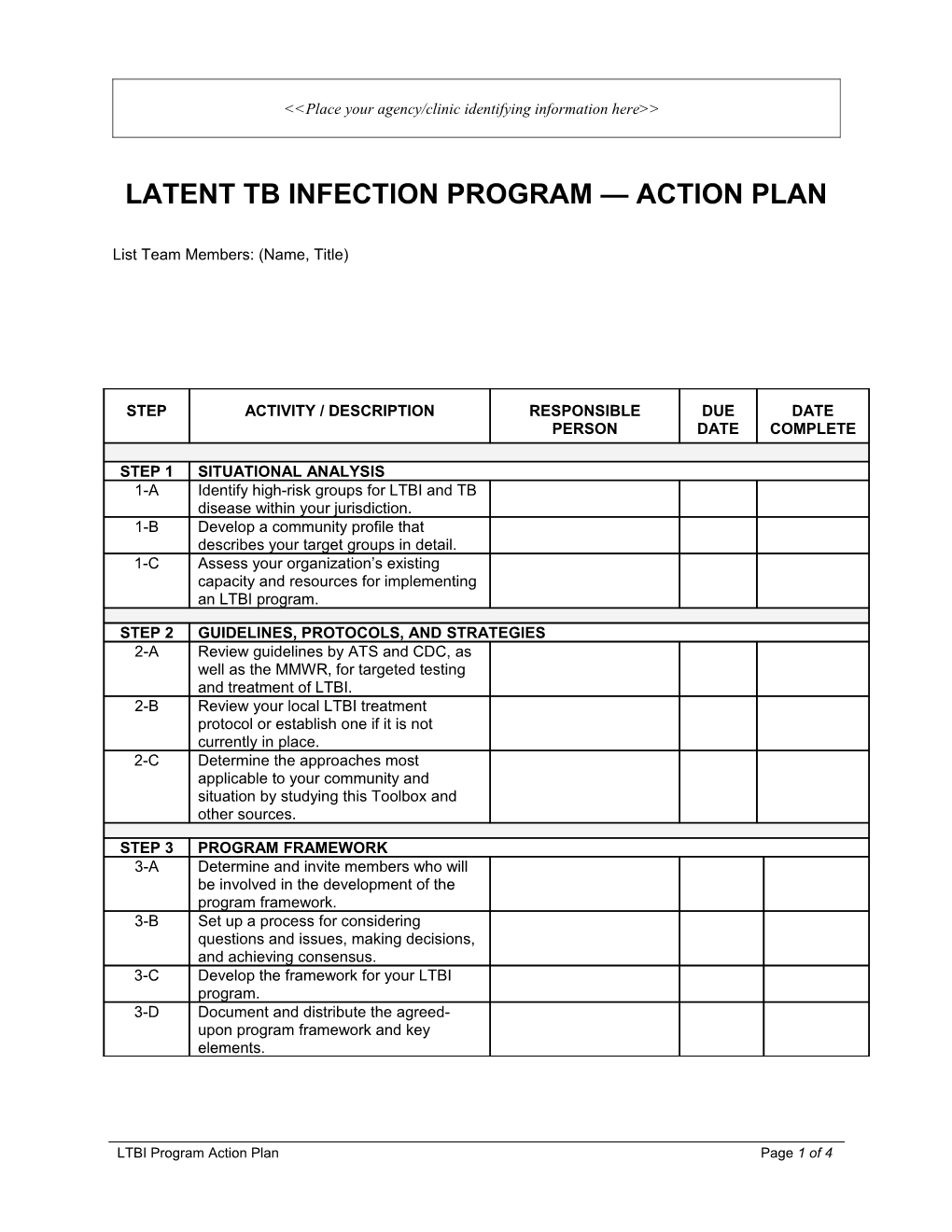 Worksite Contact Investigation Action Plan