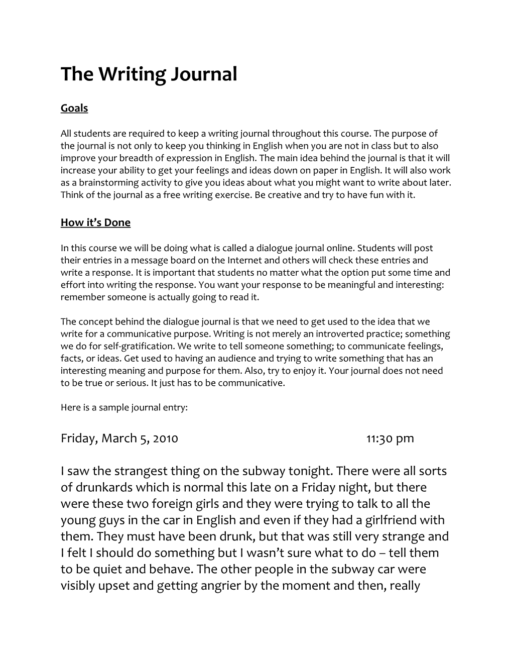 The Writing Journal