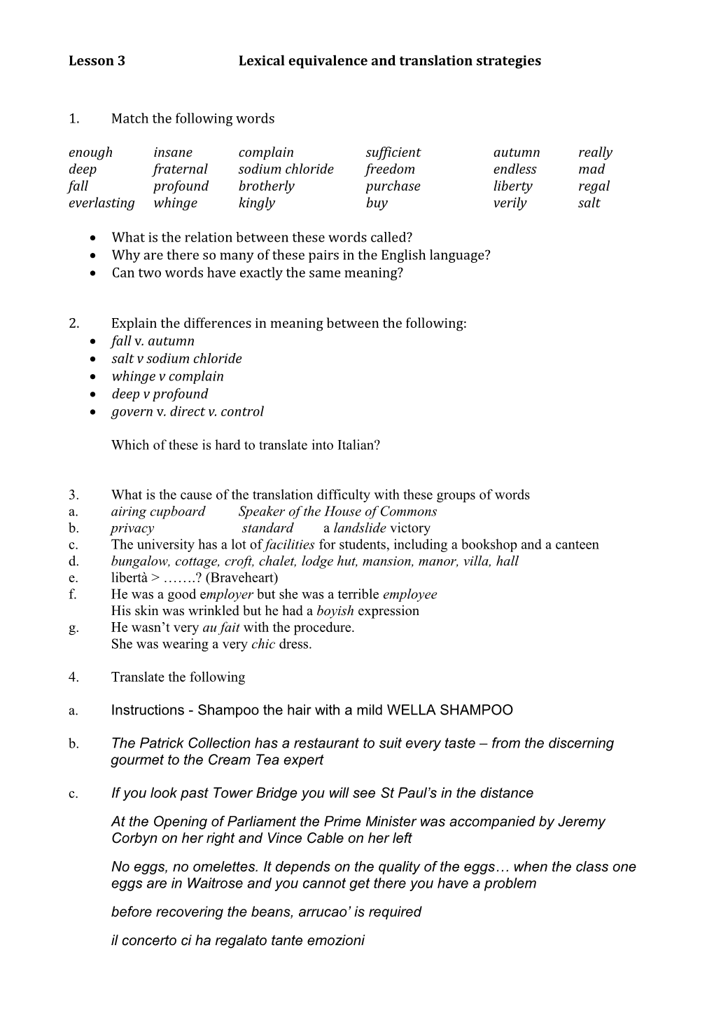 Lesson 3 Lexical Equivalence and Translation Strategies