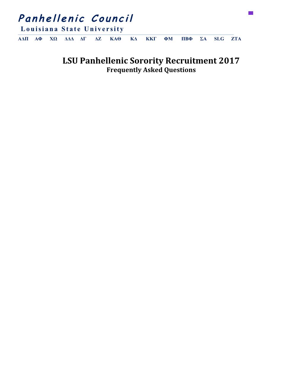 LSU Panhellenic Sorority Recruitment 2017