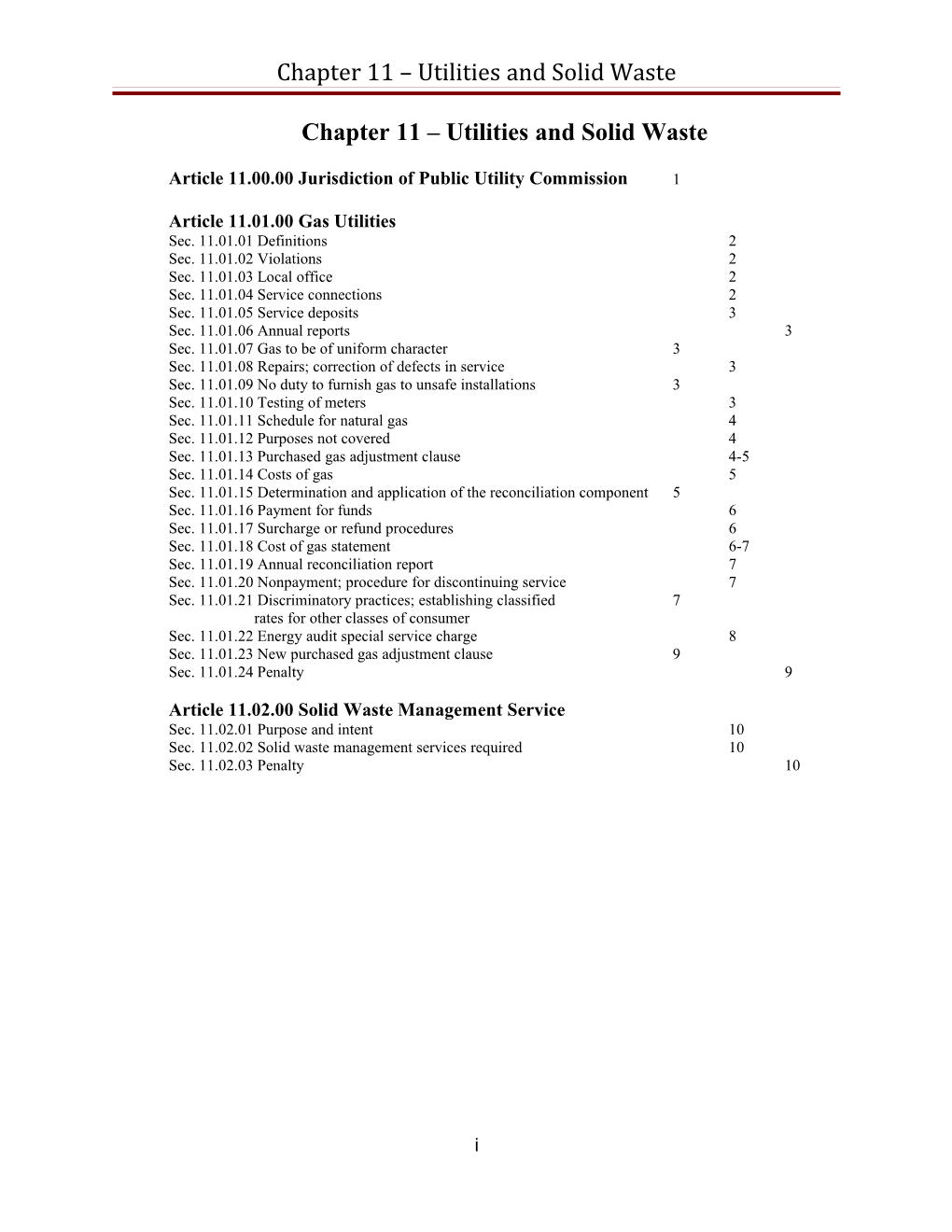 Chapter 11 Utilities and Solid Waste