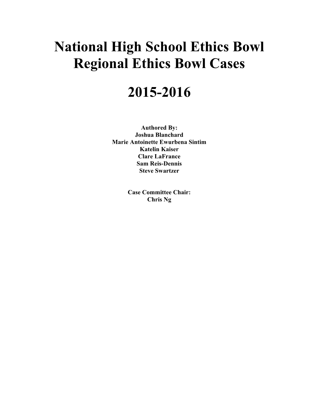 National High School Ethics Bowl