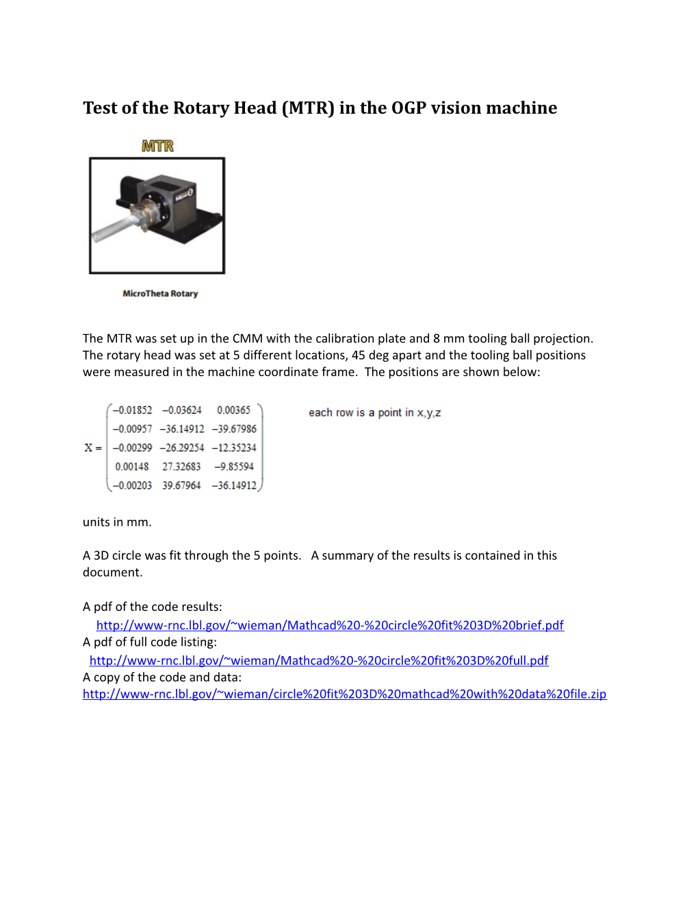 Test of the Rotary Head (MTR) in the OGP Vision Machine