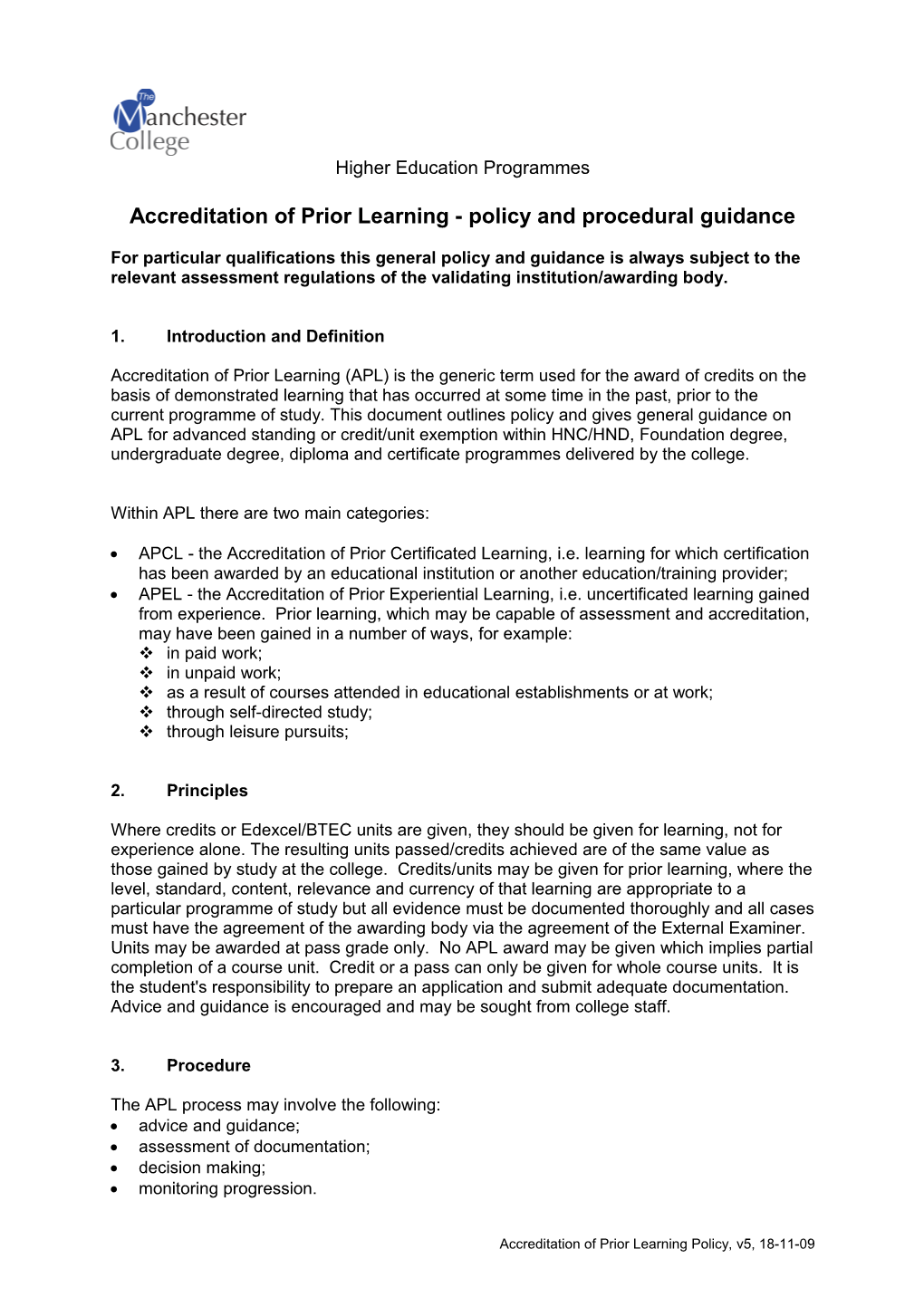 Accreditation of Prior Learning