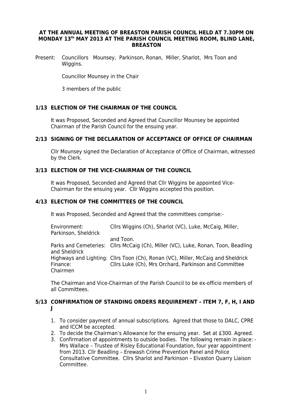 Minutes of the Annual Parish Meeting of Breaston Parish Council Held at 7 s1