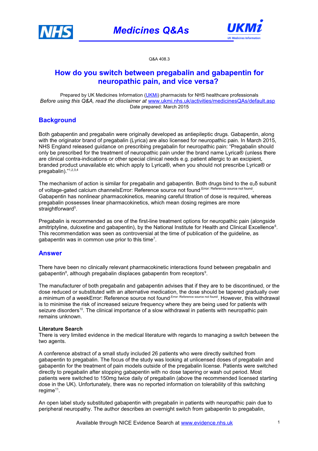 How Do You Switch Between Pregabalin and Gabapentin for Neuropathic Pain, and Vice Versa?