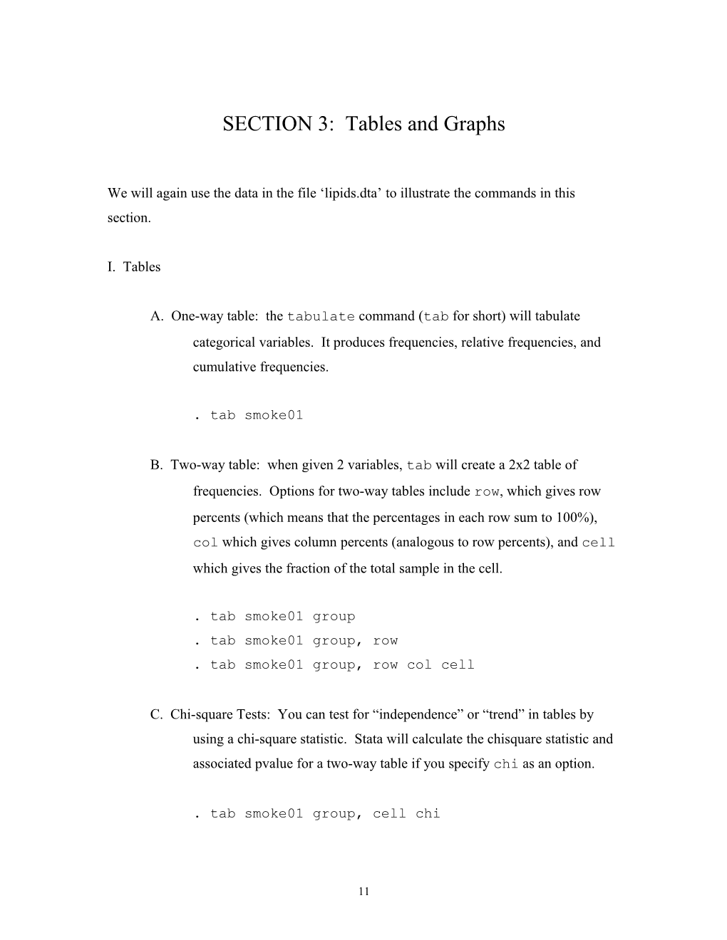 SECTION 3: Tables and Graphs