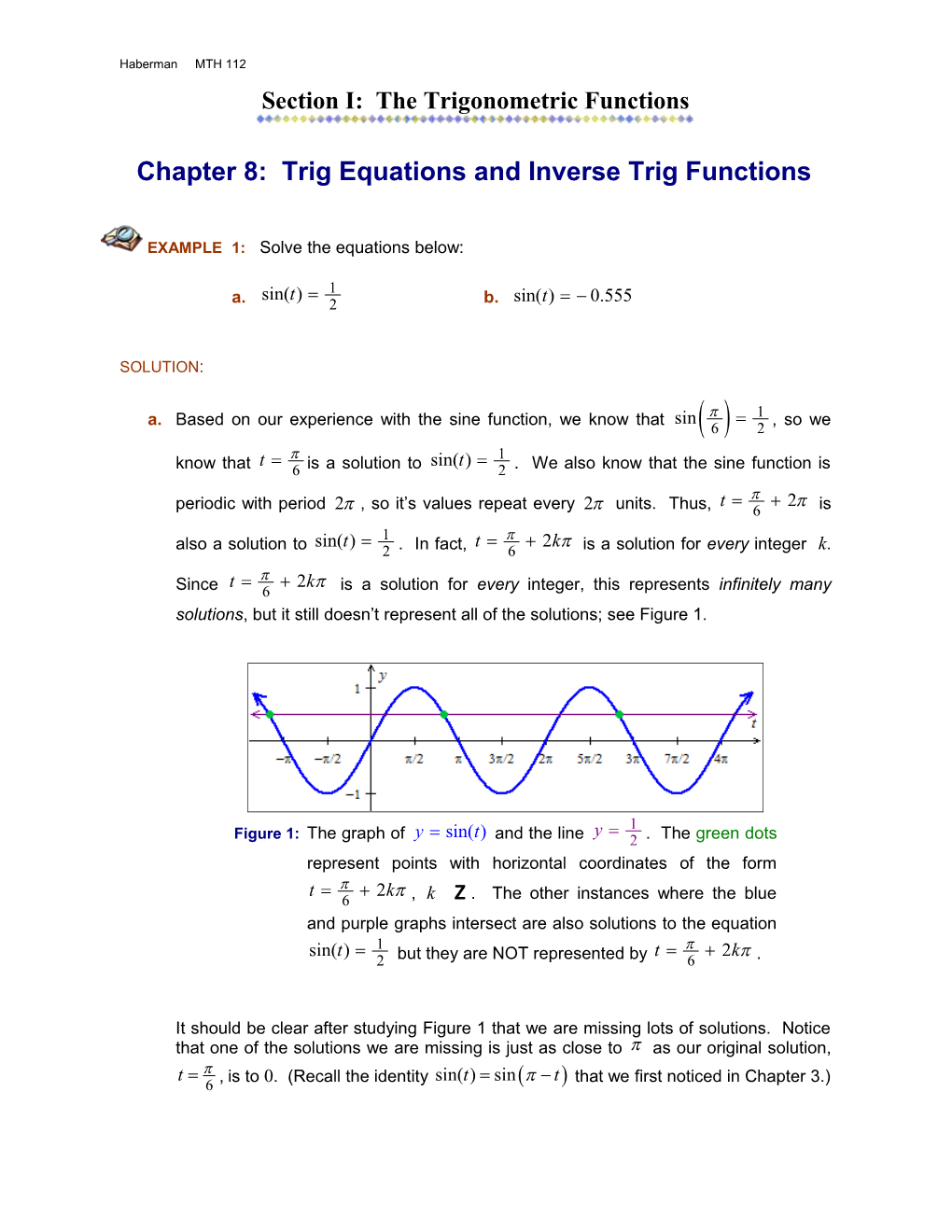 Chapter 8: Trig Equations and Inverse Trig Functions