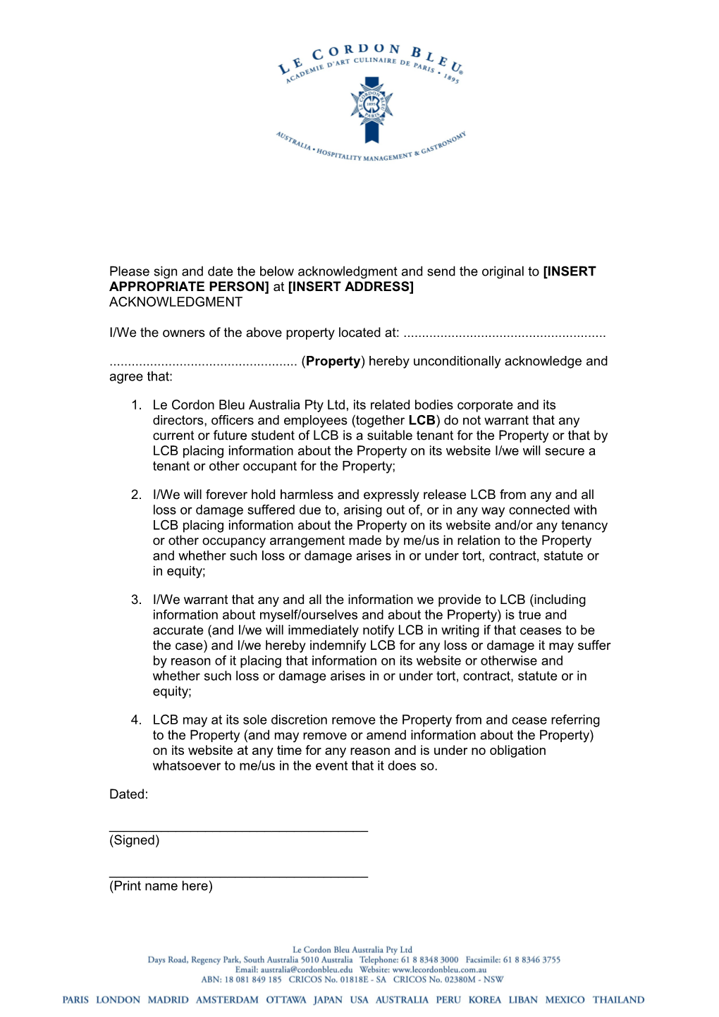 Private Rental Property Form