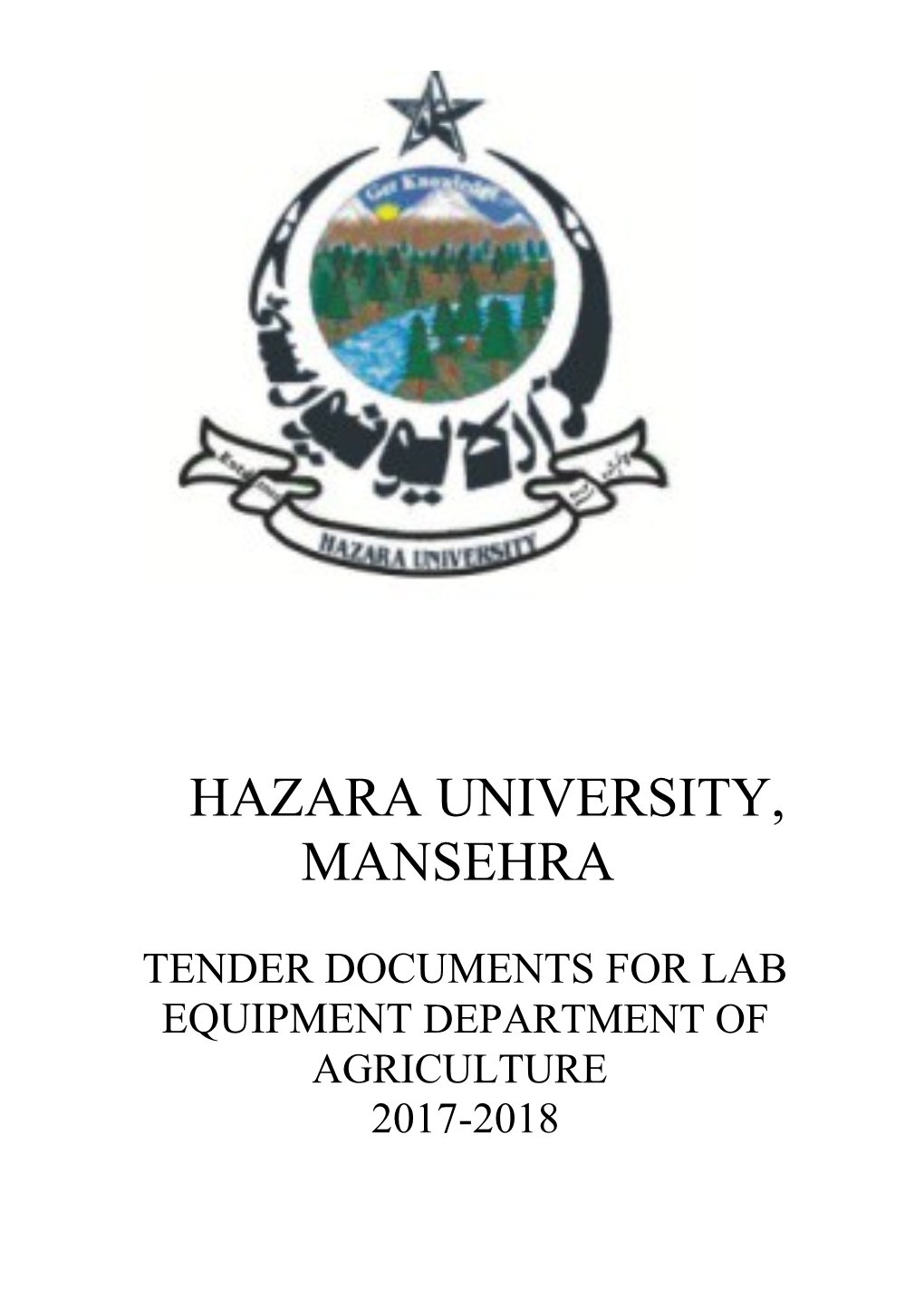 Tender Documents for Lab Equipment Department of Agriculture
