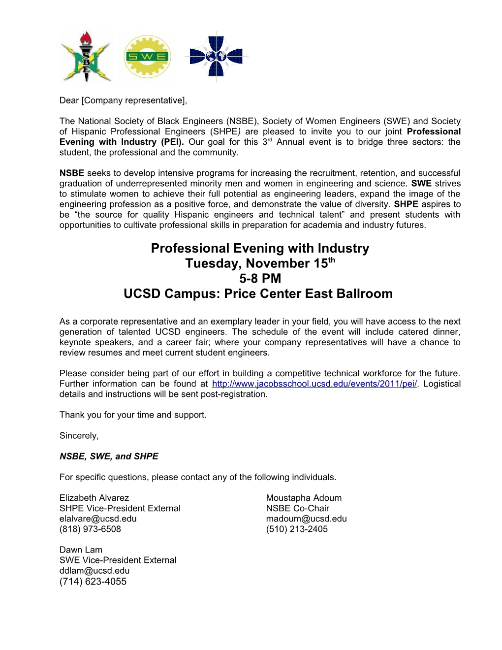 Professional Evening with Industry