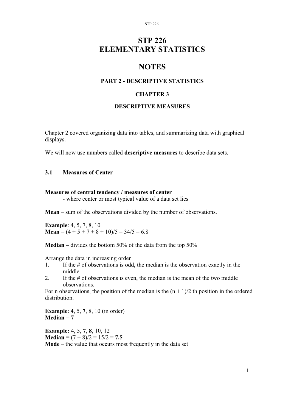 Elementary Statistics