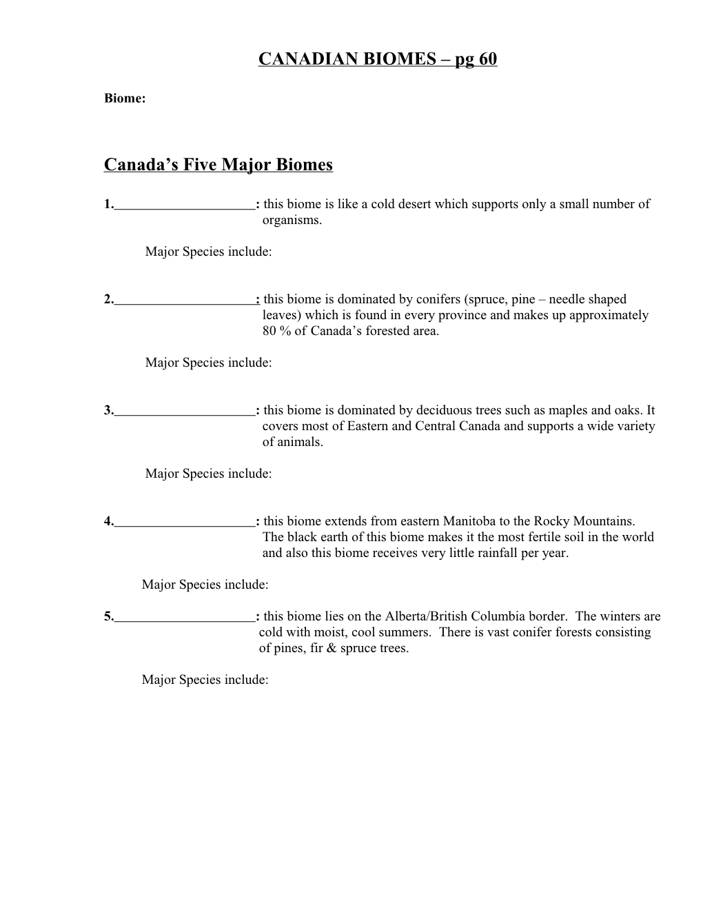 Canada S Five Major Biomes