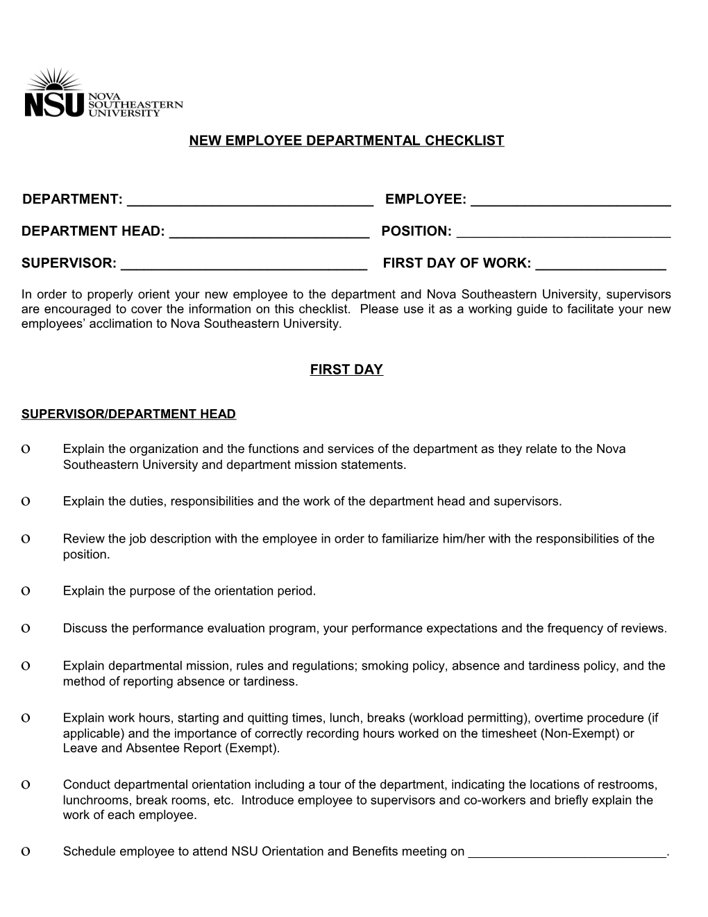 Cluster Employee Action Form