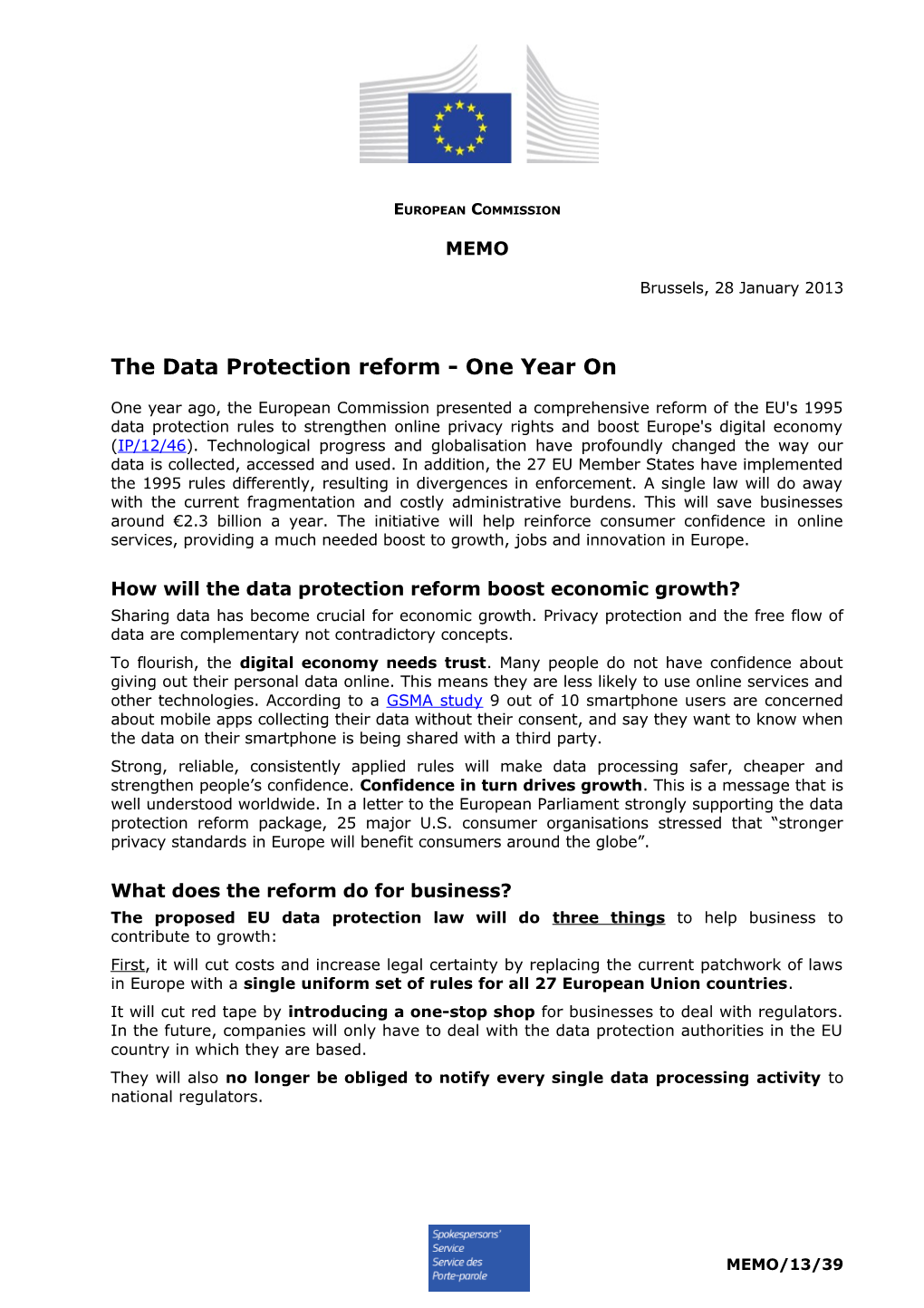 The Data Protection Reform - One Year On