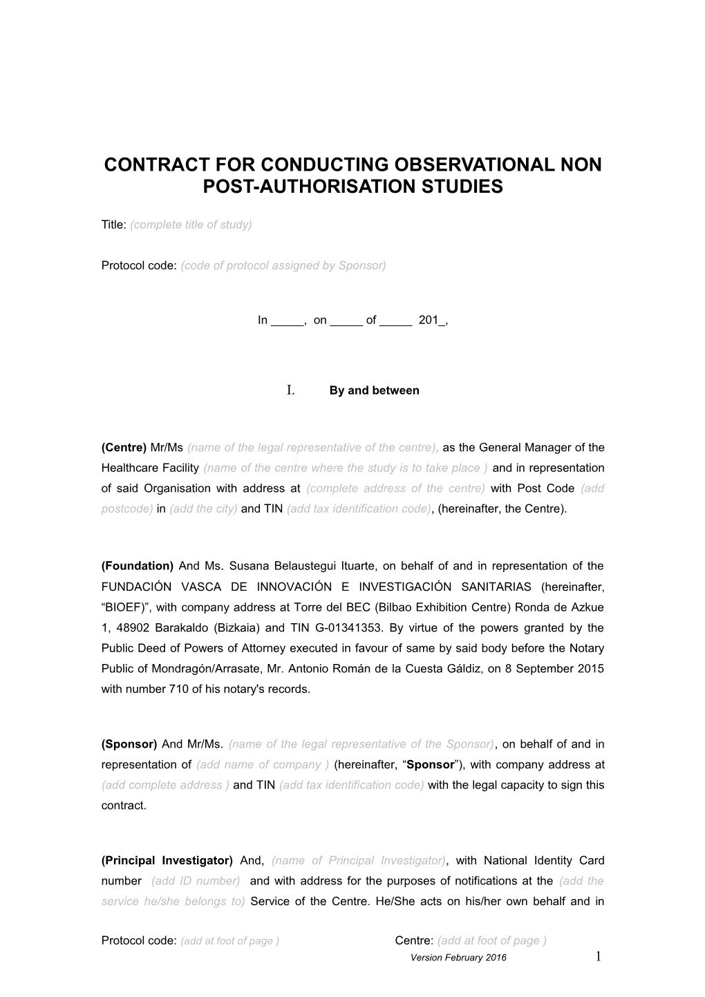 Contrato Para La Realización De Estudios Postautorización De Tipo Observacional