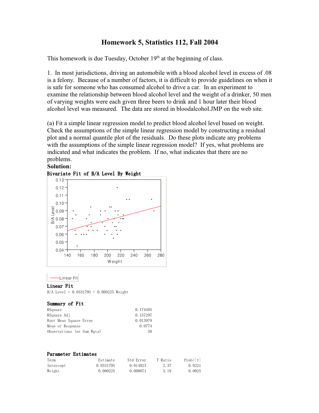 Homework 5, Statistics 112, Fall 2004