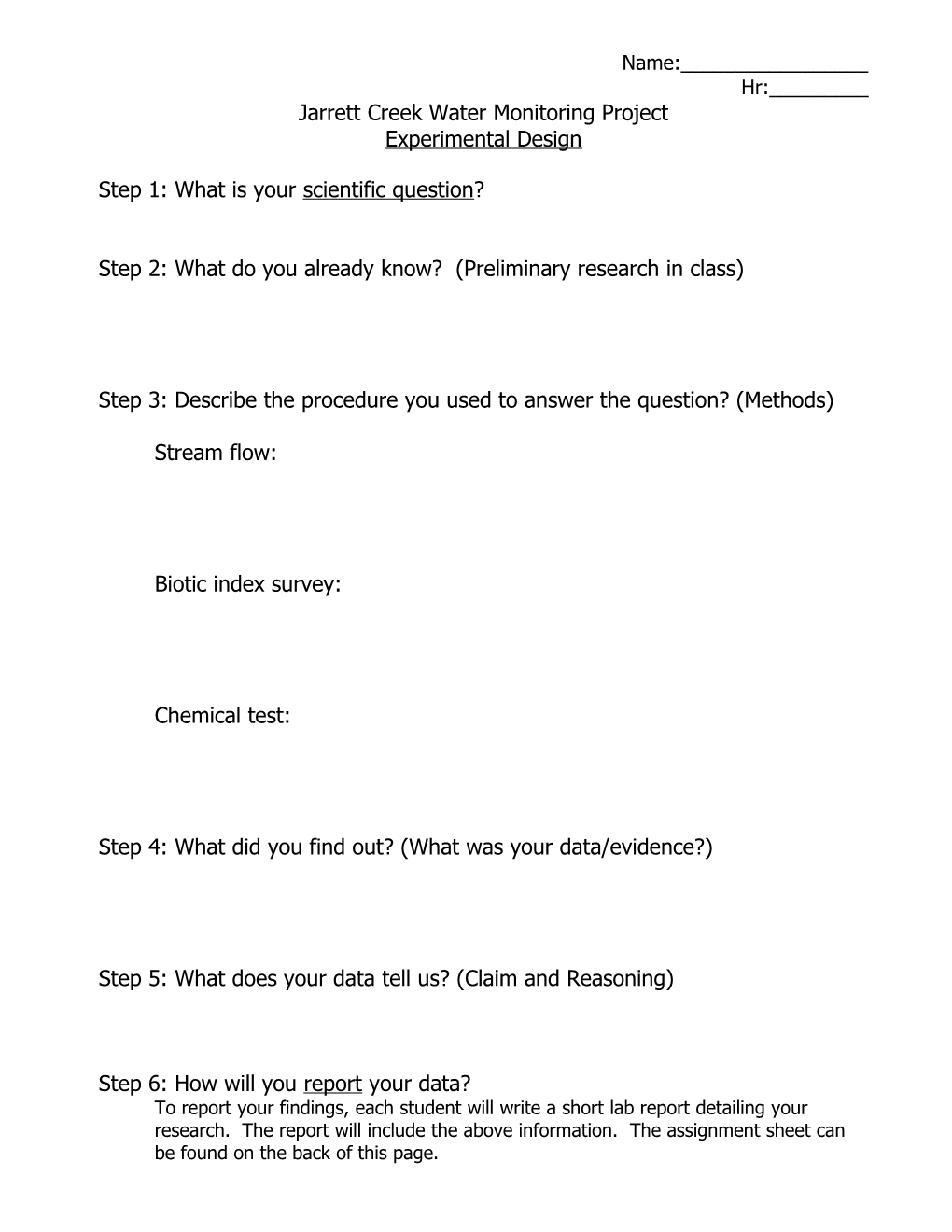 To Help Us Understand the Scientific Method, We Will Be Conducting a Series of Experiments