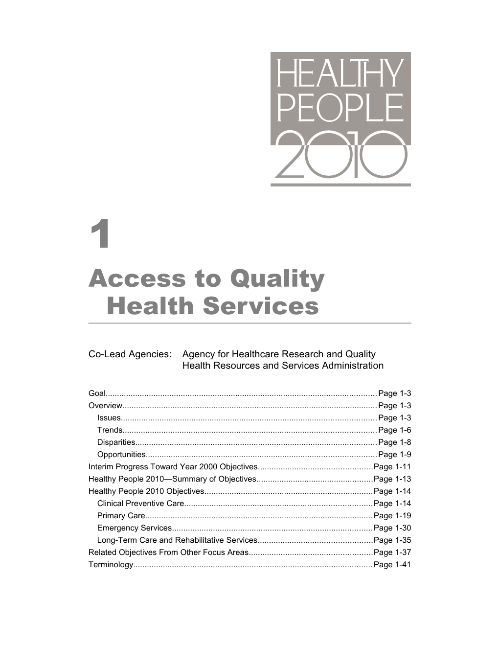 Access to Quality Health Services