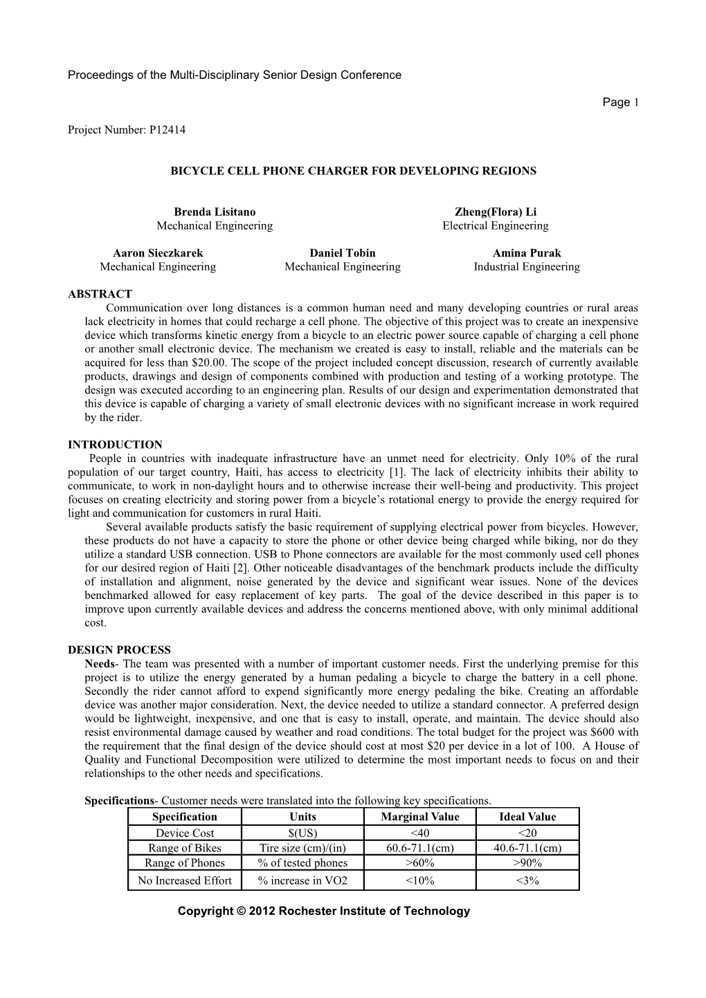 Proceedings of the Multi-Disciplinary Senior Design Conference Page 3 s1