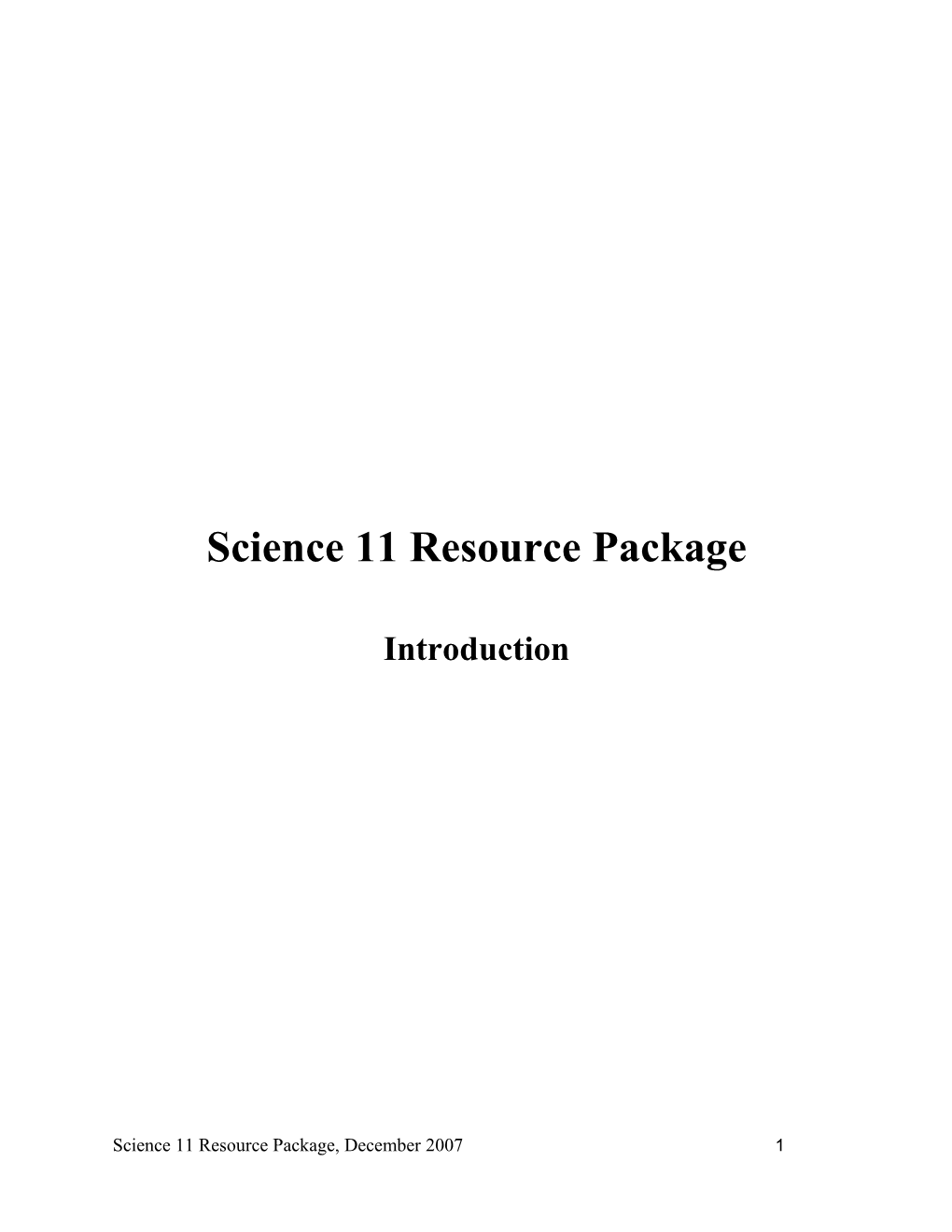 Science 11 Resource Package