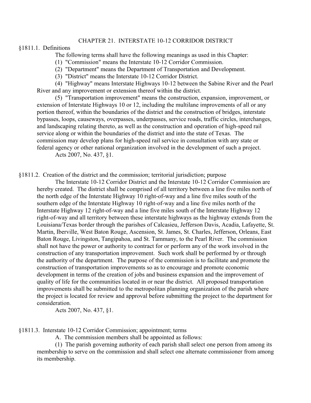 Chapter 21. Interstate 10-12 Corridor District