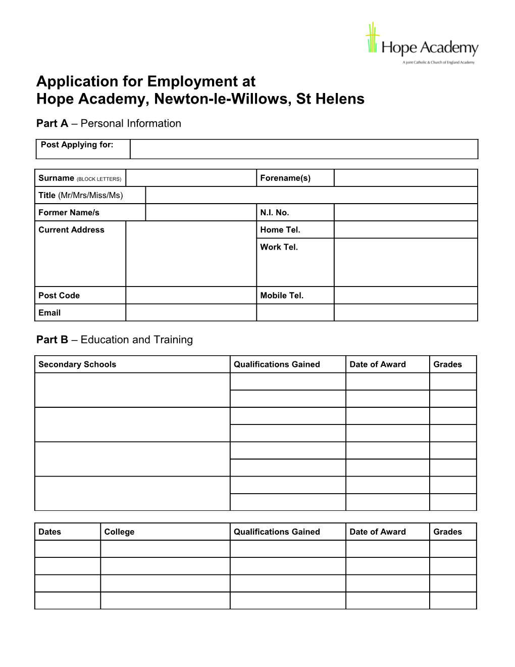 Hope Academy, Newton-Le-Willows, St Helens