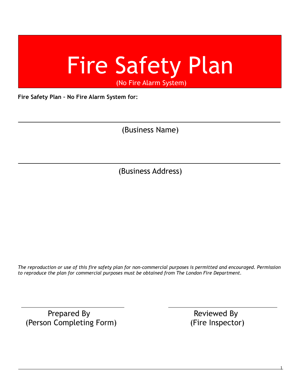 Fire Safety Plan No Fire Alarm System For