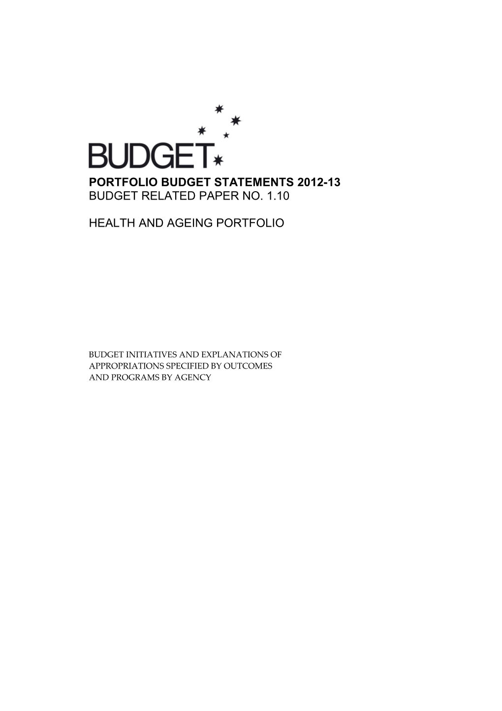 Portfolio Budget Statements 2012-13