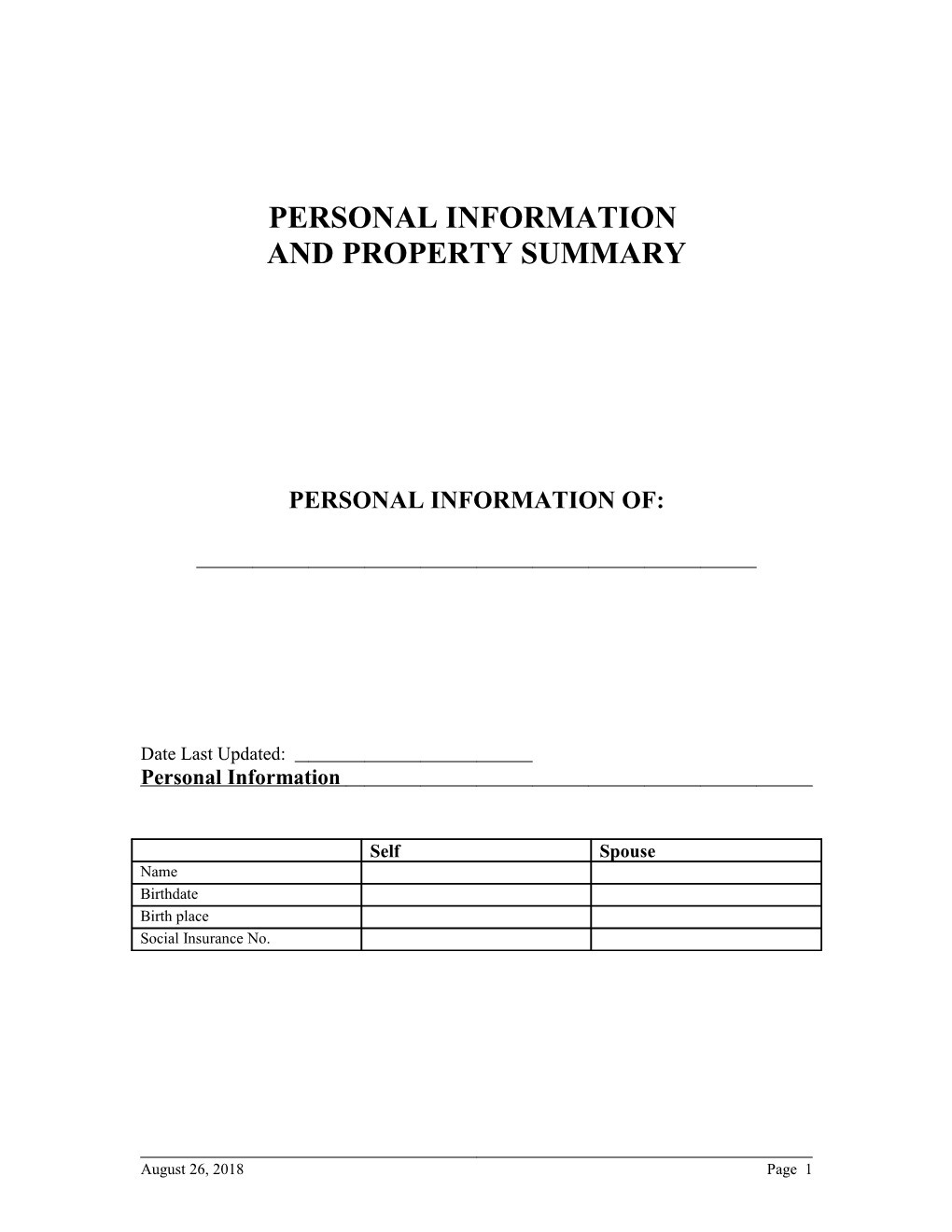 Personal Information and Property Summary (00001193)